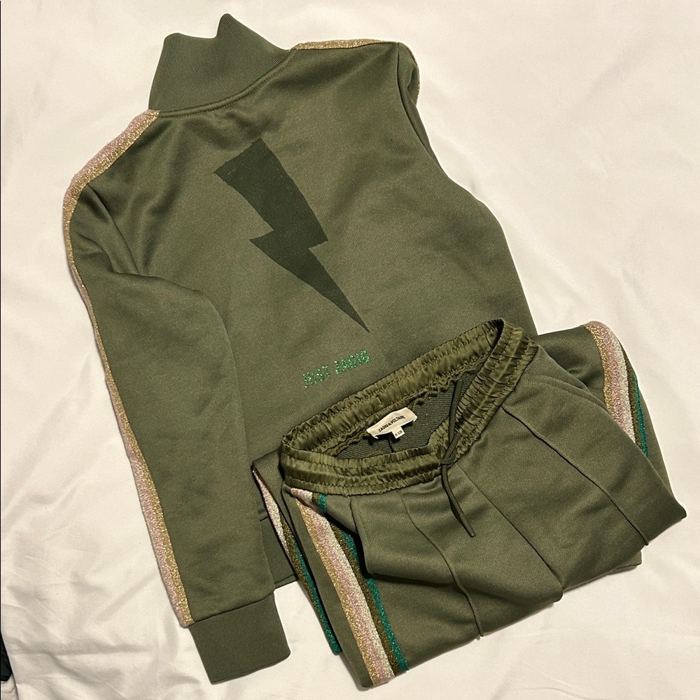ZADIG & VOLTAIRE Green Tracksuit with Lightning Bolt Design